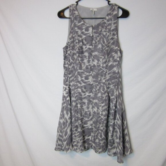 Joie Silk Dress Women's Medium Gray White Keyhole Strapless Fit & Flare - Picture 1 of 6